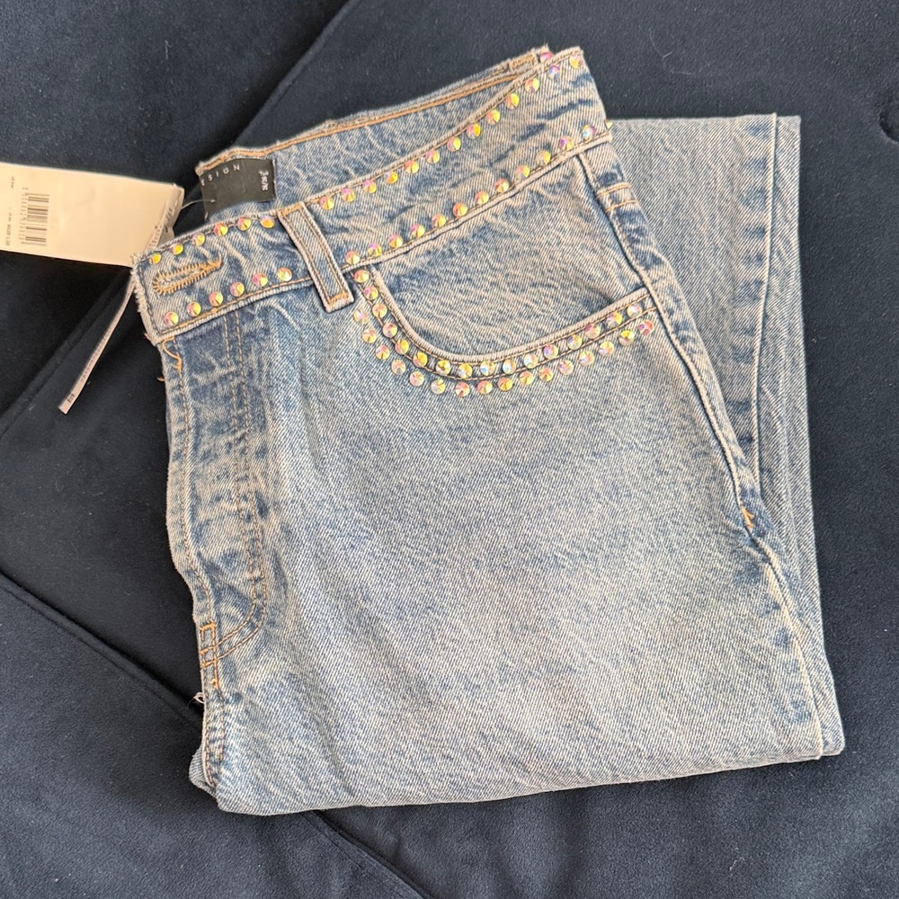 Women's asos design Light Wash Denim Jeans with Multicolor Stud Trim